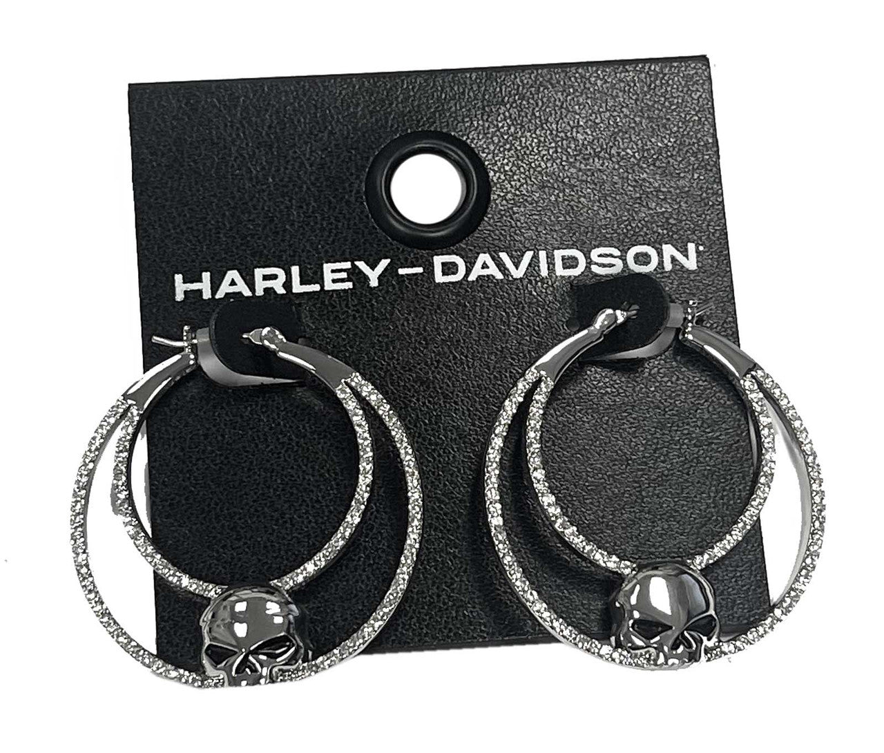 Boucles d'oreilles créoles H-D® pour femme, motif tête de Willie G - 34G00194