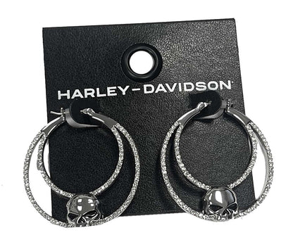 Boucles d'oreilles créoles H-D® pour femme, motif tête de Willie G - 34G00194
