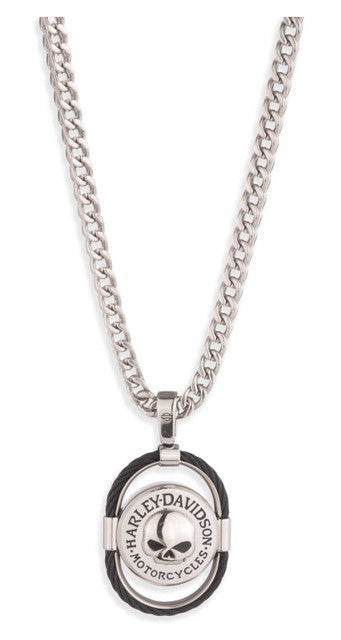 Collier pendentif ovale en acier inoxydable H-D® pour homme - 34N00340