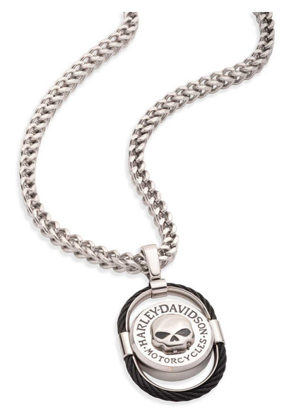 Collier pendentif ovale en acier inoxydable H-D® pour homme - 34N00340