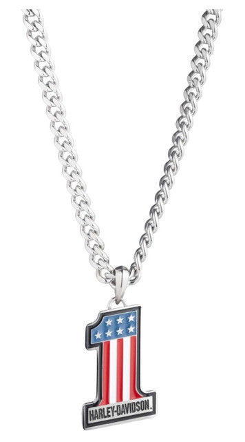 Collier pendentif Harley-Davidson® pour homme, logo n° 1 RWB - 34N00378