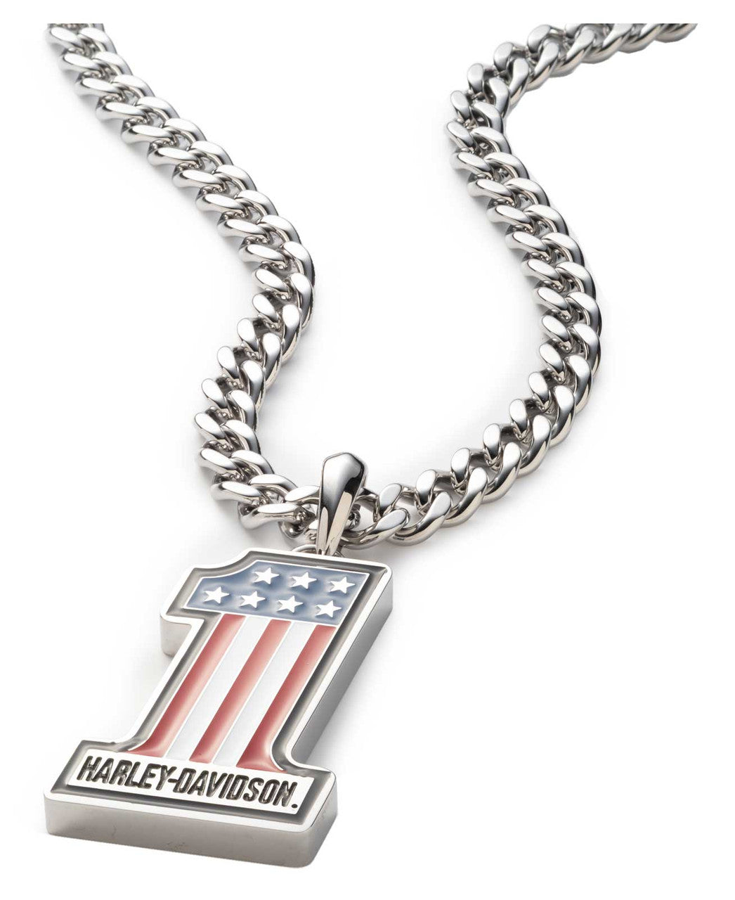 Collier pendentif Harley-Davidson® pour homme, logo n° 1 RWB - 34N00378