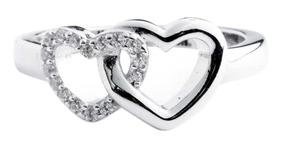 Bague double cœur ornée pour femme - 34R00018