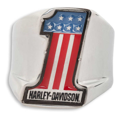 Bague pour homme Harley-Davidson® avec logo n° 1 RWB USA - 34R0068*