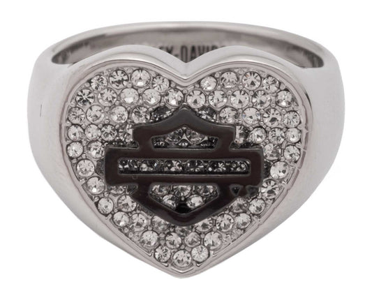 Bague Harley-Davidson® pour femme, motif cœur pavé - 34R0080*