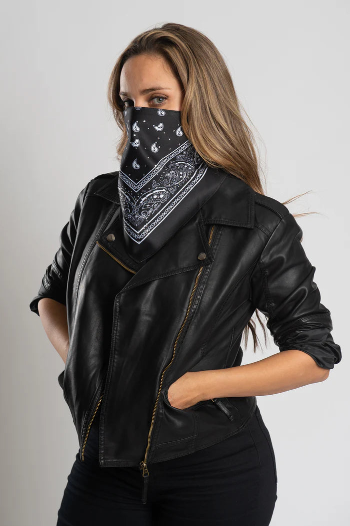 Masque triangulaire noir à bandana et pierres précieuses - 51015