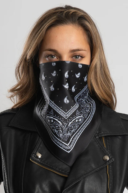 Masque triangulaire noir à bandana et pierres précieuses - 51015