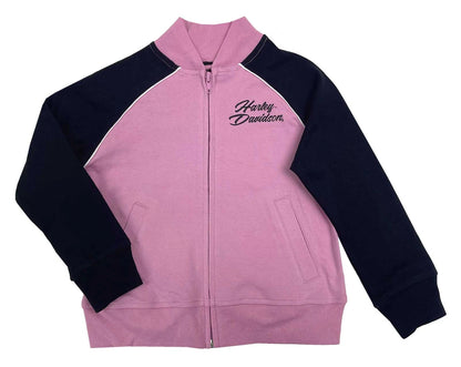Veste sweat-shirt universitaire en maille à roses H-D® pour petites filles - 6031530
