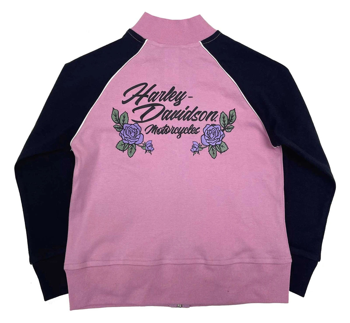 Veste sweat-shirt universitaire en maille à roses H-D® pour petites filles - 6031530