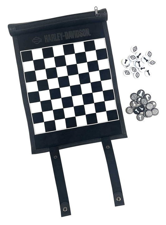 Jeu de dames et d'échecs tout-terrain Harley-Davidson® enroulable et portable - 66304