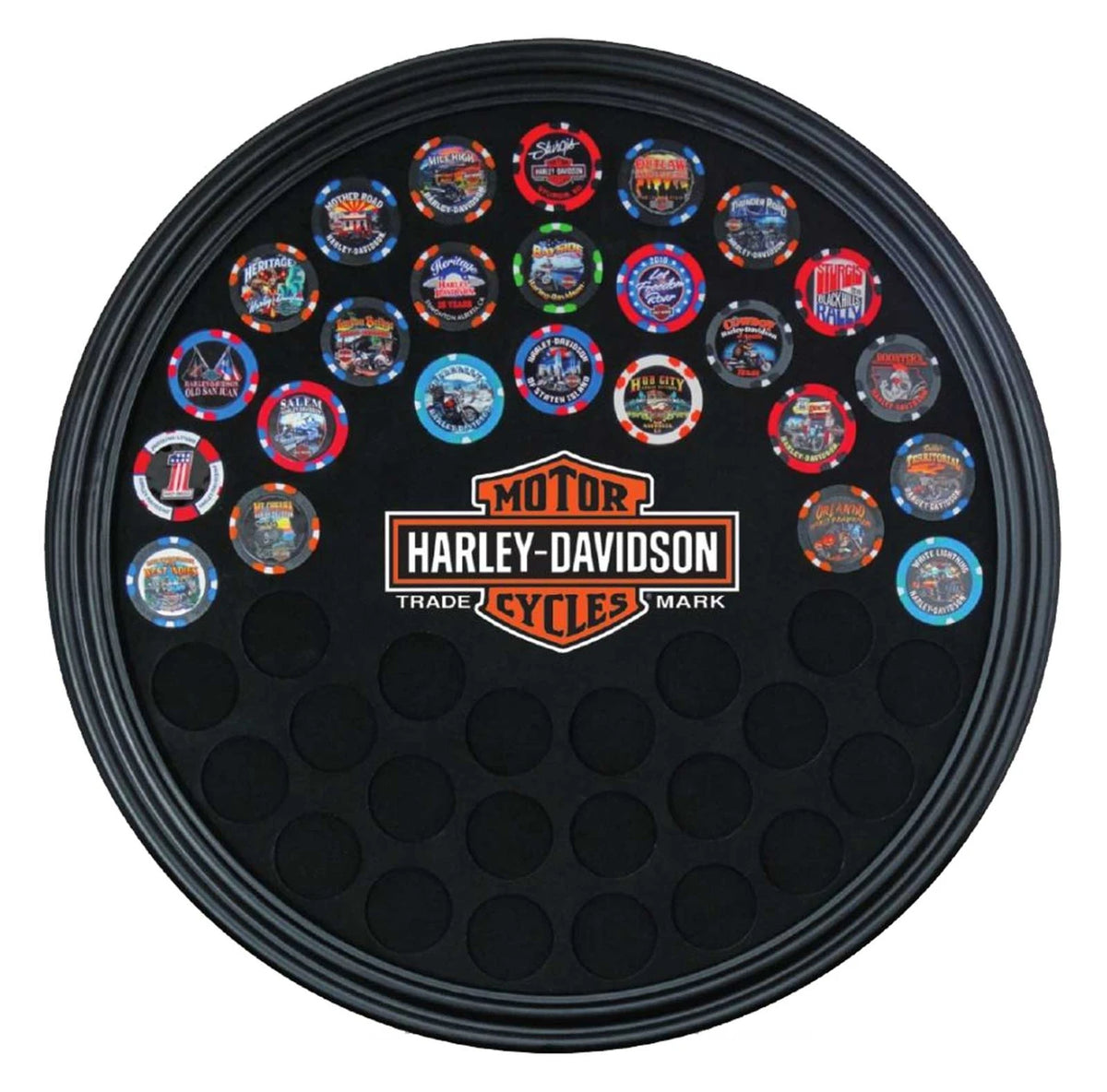 Cadre à jetons de poker rond H-D® avec logo B&S - 6988-PO