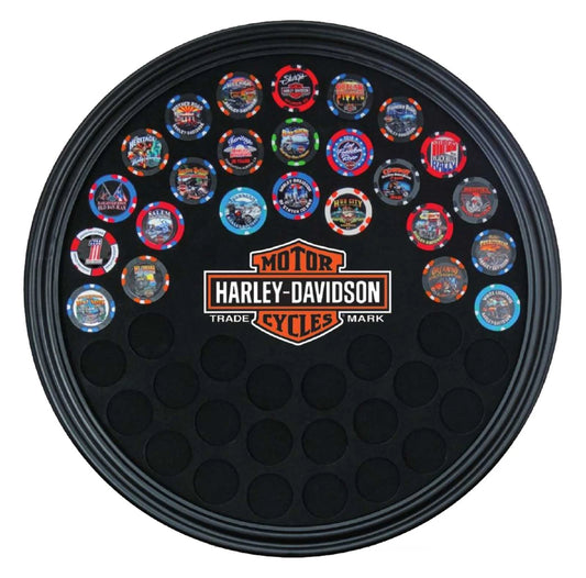 Cadre à jetons de poker rond H-D® avec logo B&S - 6988-PO