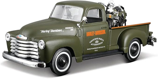 Coffret de véhicules miniatures Harley Davidson '36 EL Knucklehead + Chevrolet 3100 Pickup 1950 - 32199-51