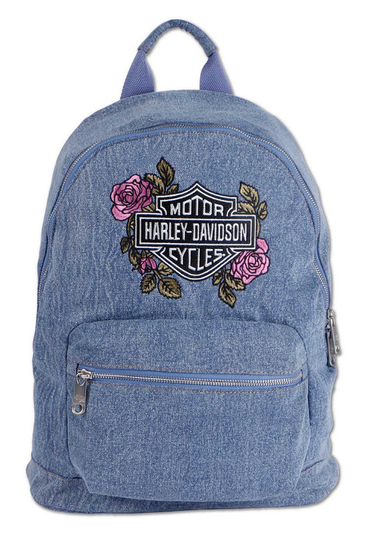 Sac à dos Harley-Davidson® pour femme, en denim bleu délavé - 91330-D