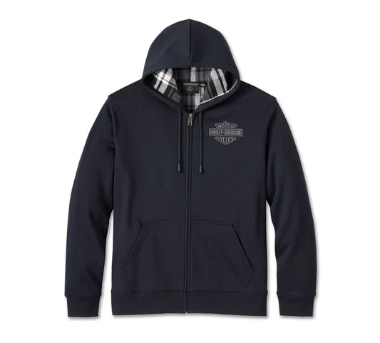Sweat à capuche zippé doublé à carreaux B&S pour homme – 96010-25VM