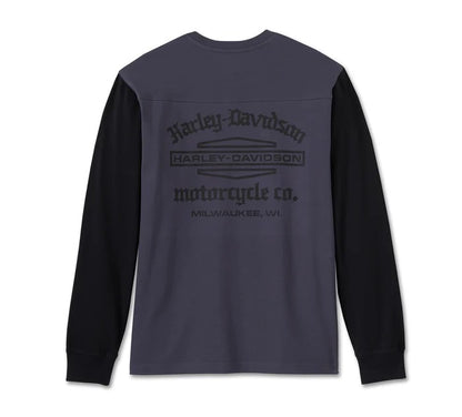 CHANDAIL POUR HOMME OLD ENGLISH STACKED HENLEY – NOIR/GRIS (96021-25VM)
