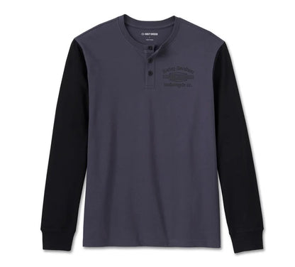 CHANDAIL POUR HOMME OLD ENGLISH STACKED HENLEY – NOIR/GRIS (96021-25VM)