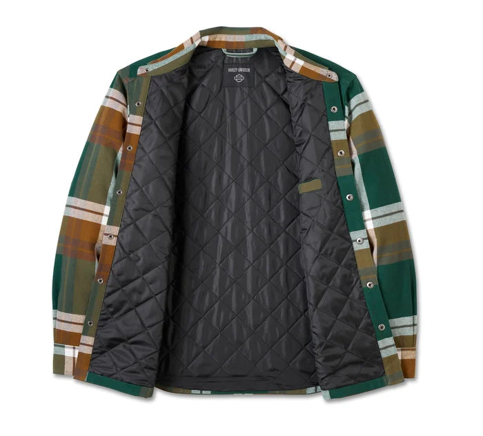 SHIRT JACKET-WOVEN,BROWN/GREEN PLAID