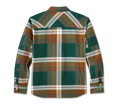 SHIRT JACKET-WOVEN,BROWN/GREEN PLAID