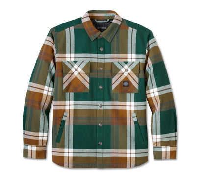 SHIRT JACKET-WOVEN,BROWN/GREEN PLAID