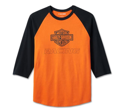 T-shirt Factory Raglan pour hommes – Colorblocké – Harley Orange