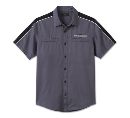 Chemise à manches courtes Stacked B. & Shield pour homme - Colorblock - Harley Black & Ombre Blue