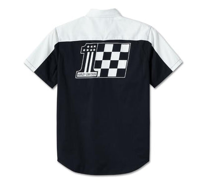 Chemise boutonnée à manches courtes avec logo de course n°1 pour homme - 96090-24VM