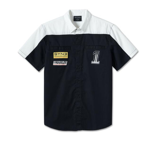 Chemise boutonnée à manches courtes avec logo de course n°1 pour homme - 96090-24VM