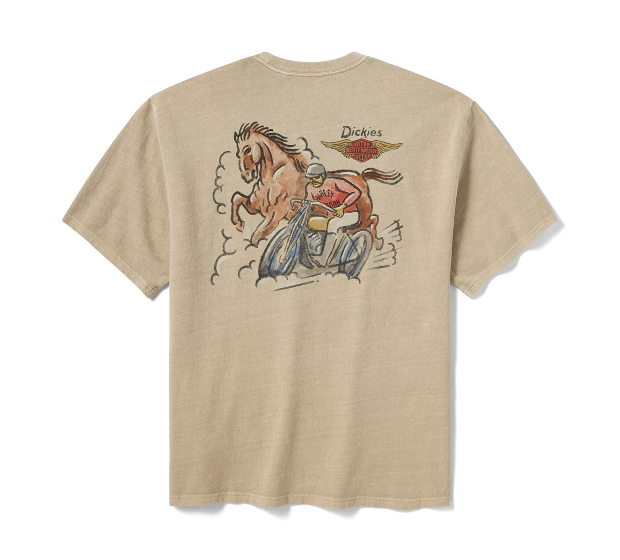 T-shirt Dickies x HD Horsepower pour homme, teint en pigments épais - 96095-26VM