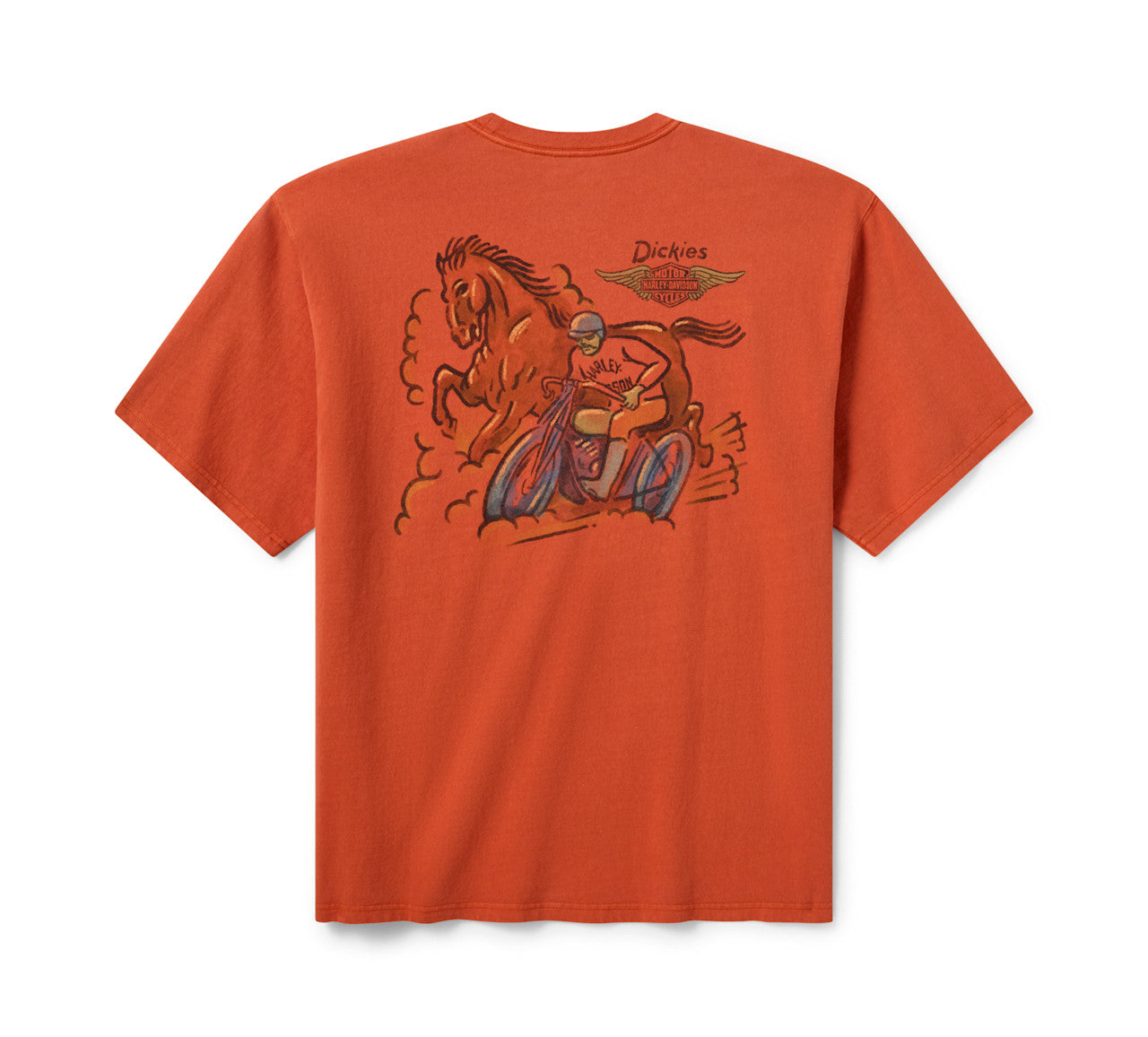 T-shirt Dickies x HD Horsepower pour homme, teint en pigments épais - 96096-26VM