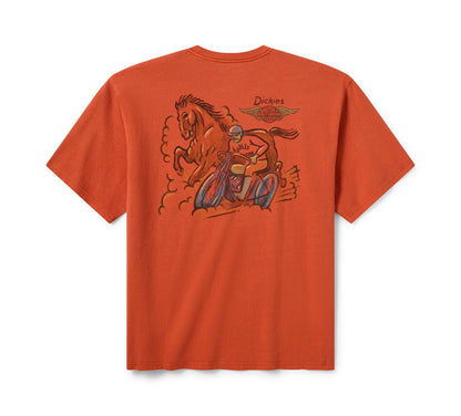 T-shirt Dickies x HD Horsepower pour homme, teint en pigments épais - 96096-26VM