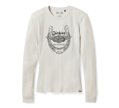 T-shirt thermique à manches longues Dickies x HD Winged Horseshoe pour femme - 96111-26VW