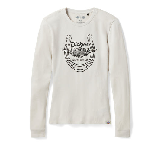 T-shirt thermique à manches longues Dickies x HD Winged Horseshoe pour femme - 96111-26VW