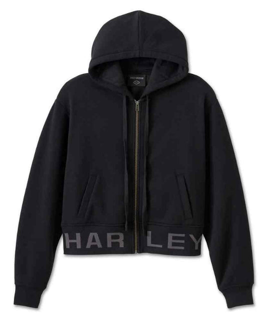 Sweat à capuche court zippé HD pour femme - 96154-25VW