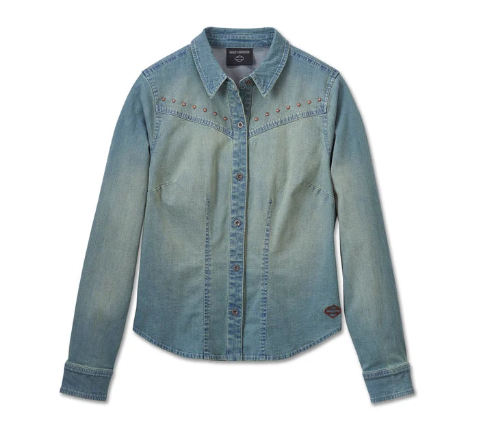 Chemise en jean cloutée HD pour femme (96182-25VW)