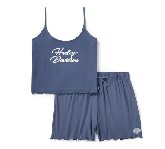 Ensemble débardeur et short à bords ondulés pour femme - 96315-26VW