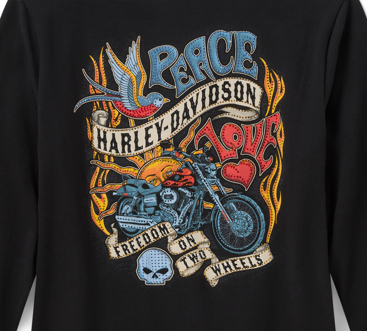 T-shirt à manches longues Bling Freedom on Wheels pour femmes - 96357-26VW