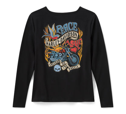 T-shirt à manches longues Bling Freedom on Wheels pour femmes - 96357-26VW