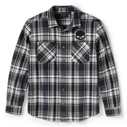 Chemise à manches longues à carreaux Willie G Sk**l pour homme - 96394-25VM