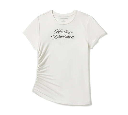 Haut à manches courtes froncé et orné de strass pour femme - 96445-25vw