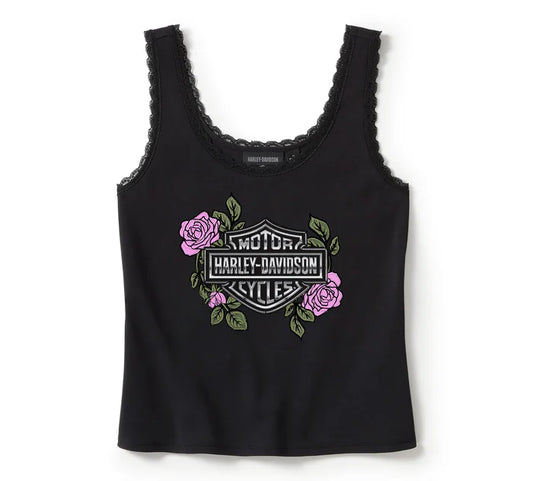 Débardeur femme à bordure en dentelle Rose & Thorn Bling - 96453-25VW