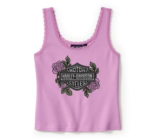 Débardeur femme à bordure en dentelle Rose & Thorn Bling - 96454-25VW