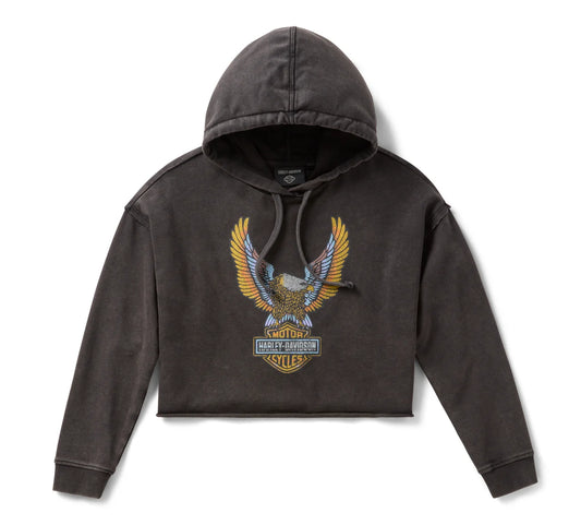 Sweat à capuche court pour femme, motif aigle néon - 96516-25VW