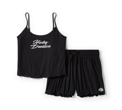 Ensemble short de pyjama femme à bordure en salade - 96524-25VW