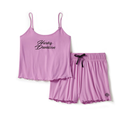 Ensemble short de pyjama femme à bordure en salade - 96525-25VW