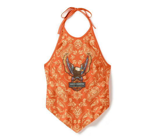 Bandana dos nu à motif cachemire aigle néon pour femme - 96555-25VW