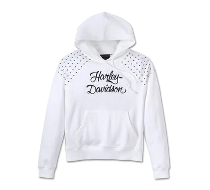 Sweat à capuche clouté pour femme - Blanc brillant