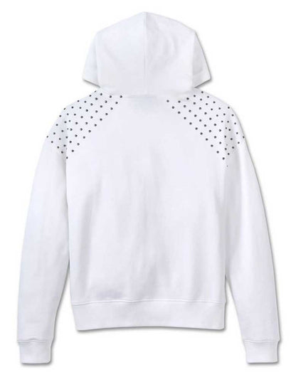 Sweat à capuche clouté pour femme - Blanc brillant