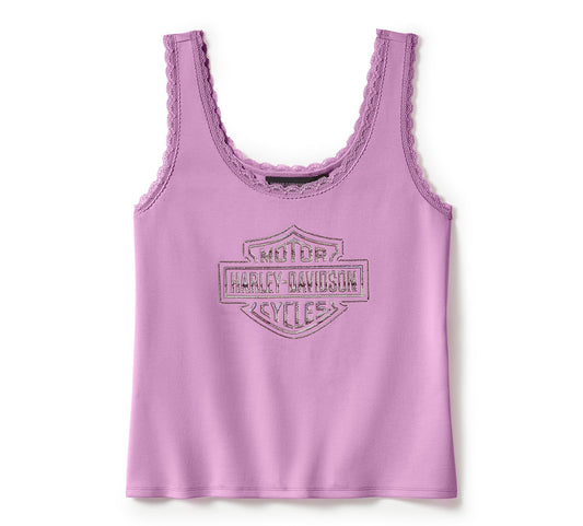 Débardeur essentiel pour femme avec bordure en dentelle et strass - 96600-25VW