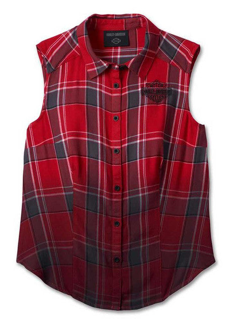 Chemise à carreaux sans manches pour femme - 96612-24VW
